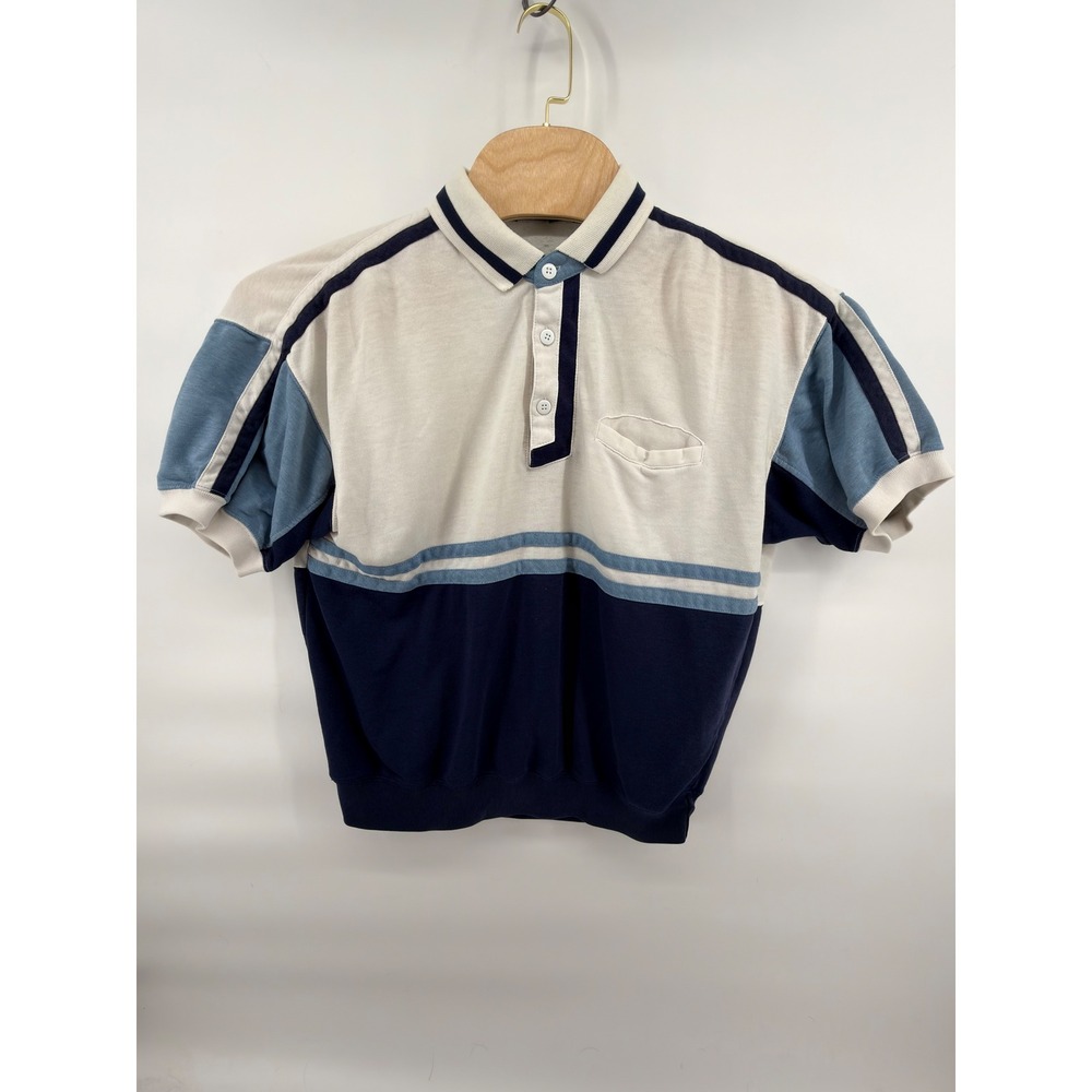 Vintage 90s Envoy Polo Shirt Mens L Colorblock Banded Bottom Short Sleeve Pocket